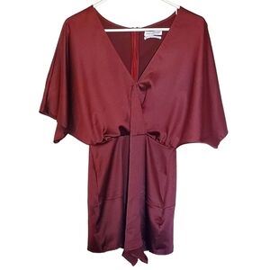 🟢1077 * Urban Outfitters UO Satin Romper Burgundy Size XS